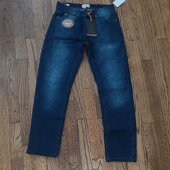 Blue Straight-Leg Jeans with Distressed Wash - Picture 1 of 3